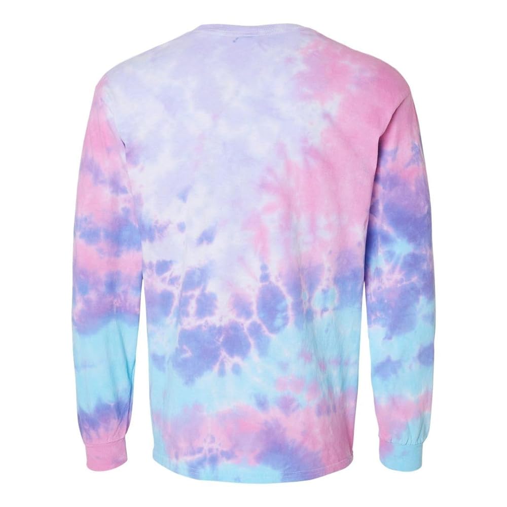 Colortone Mens Tie-Dyed Long Sleeve T-Shirt, L, Cotton Candy